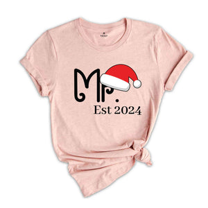 Mr And Mrs Matching Christmas Couple Shirt, Hubby Wifey Shirt, Bride And Groom Shirt, Newlyweds Gift, Honeymoon Shirt, First Christmas Gift