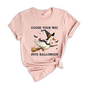 Goose Your Way Into Halloween Shirt, Halloween Goose T-Shirt, Halloween Duck Shirt, Flying Duck Pumpkin Tee, Trick or Treat Shirt