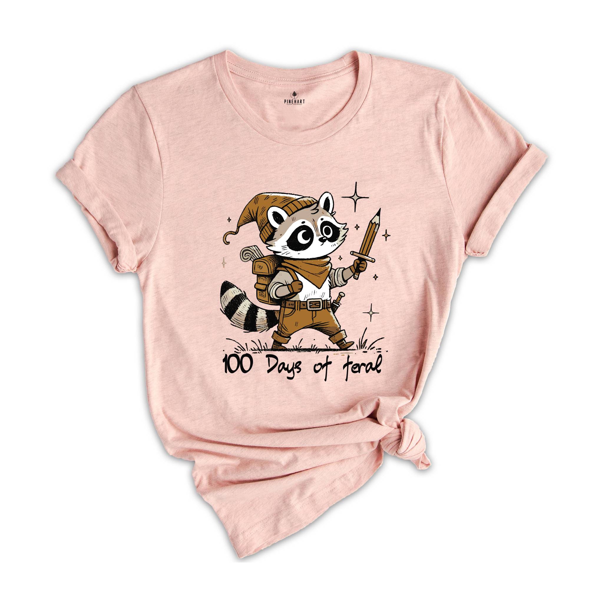 100 Days Of Feral Shirt, Raccoon Shirt, 100 Days Of School Shirt, 100 Days Shirt, Funny School Shirt, School Shirt, Feral Shirt