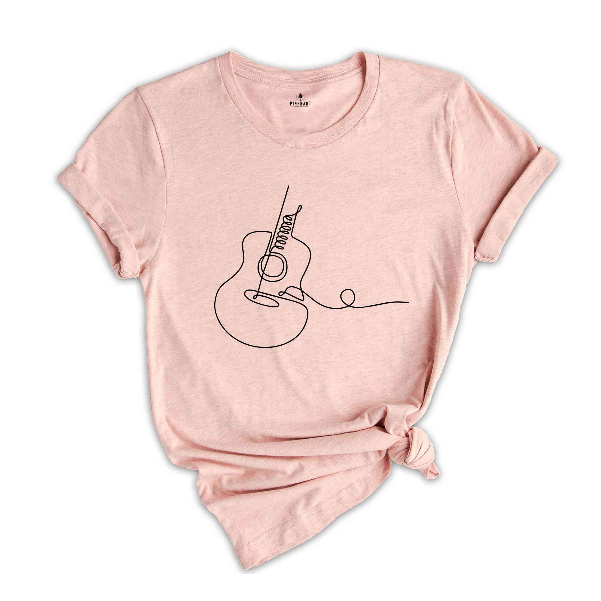 Acoustic Guitar T-Shirt, Musician Tee, Line Art Apparel, Guitar Player Tee, Cool Band Tee, Music Lover Artist Tee