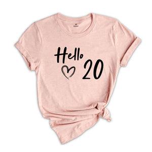 20th Birthday Shirt, Hello 20 T-Shirt, 2004 Birthday Shirt, 20th Birthday Gift, Twenty And Fabulous, 2004 birthday tee