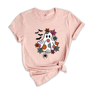 Retro Floral Ghost Halloween Shirt, Spooky Season Shirt, Halloween Party Shirt, Pumpkin Shirt, Halloween Shirt