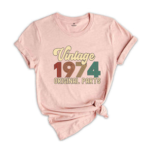 50th Birthday Shirt, Vintage 1974 Original Parts, Vintage 1974 Shirt, 50th Birthday Gift, Retro 50th Birthday Tee