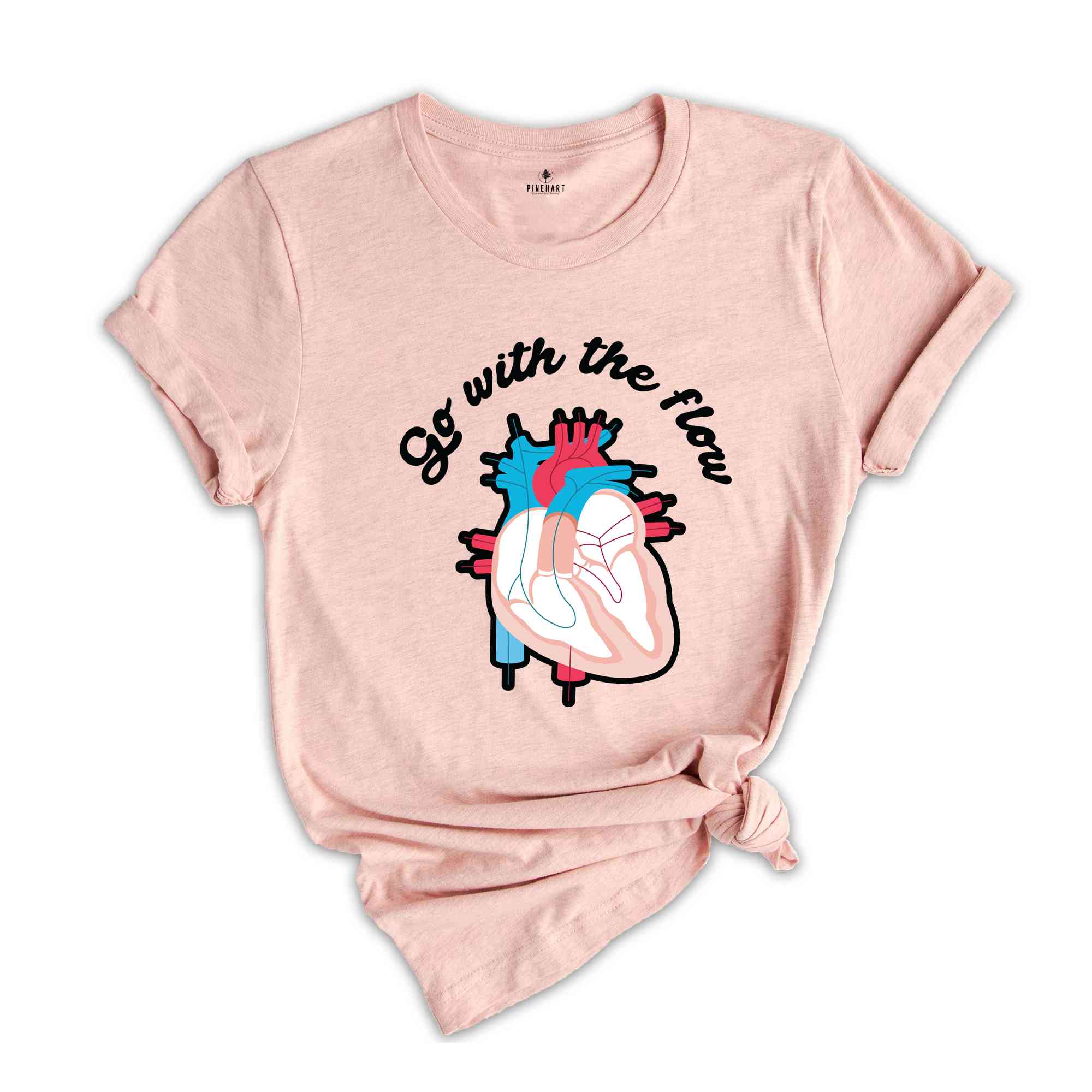 Go With The Flow Heart Shirt, CVICU Cardiac Nurse Shirt, Heart Flow Anatomy Shirt, CVICU Nurse Shirt, Cardiology Shirt, Cardiac Nurse Shirt