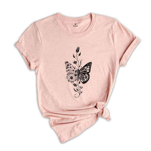 Floral Schmetterling shirt, Nature Tier Liebhaber Tshirt, Selbstliebe Minimalistisches Asthetisches Shirt