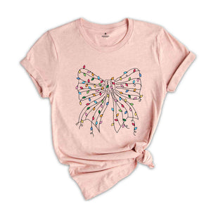 Coquette Christmas Lights Shirt, Christmas Bow Shirt, Christmas Shirt, Christmas Light Shirt, Bow Shirt, Coquette Shirt, Cute Christmas Tee