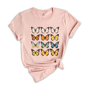 Butterfly Shirt, Butterflies Tee, Vintage Shirt, Minimalist T-Shirt, Tee Floral Shirt, Retro Butterflies Shirt, Nature Lover Shirt