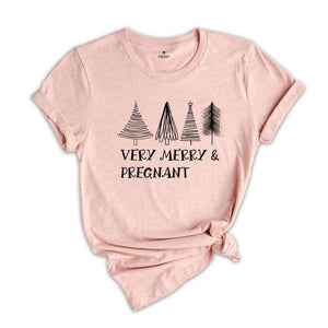 Merry And Pregnant T-Shirt, Christmas Winter Pregnancy Announcement Shirt, Baby Reveal Shirt, Cute Baby Winter Tee