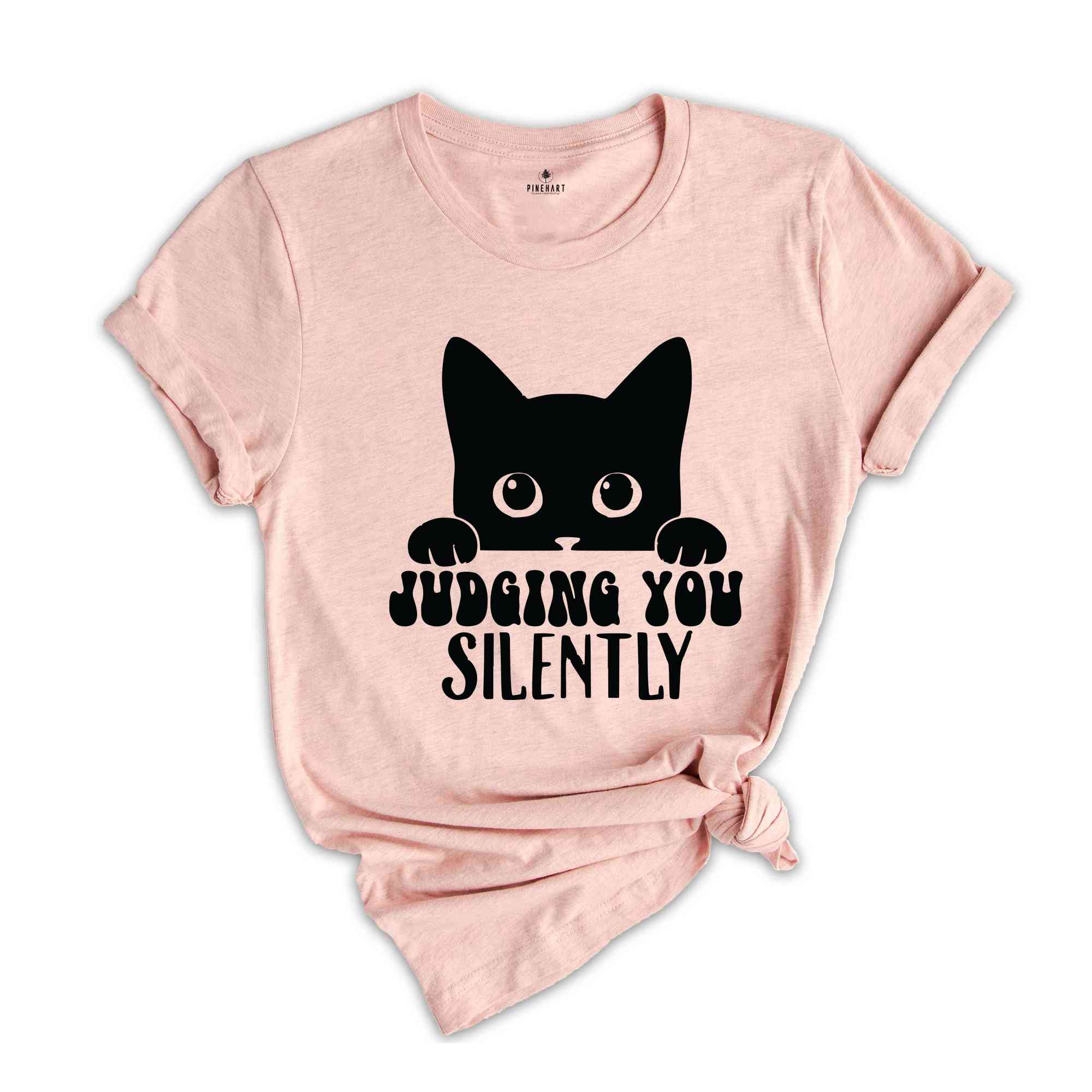 Judging You Silently T-Shirt, Cute Cat Shirt, Cat Peeking T-Shirt, Cat Lovers Shirt, Funny Cat Apparel