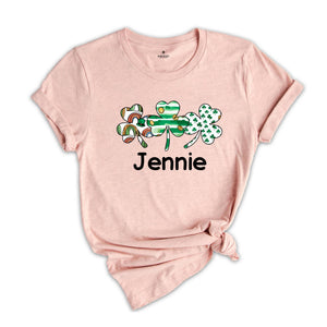 Custom Shamrock Name Shirt, Custom Name St Patrick's Day, Personalized Clover Shirt, Irish Shirt, Lucky Shirt, Shamrock Shirt, Custom Name