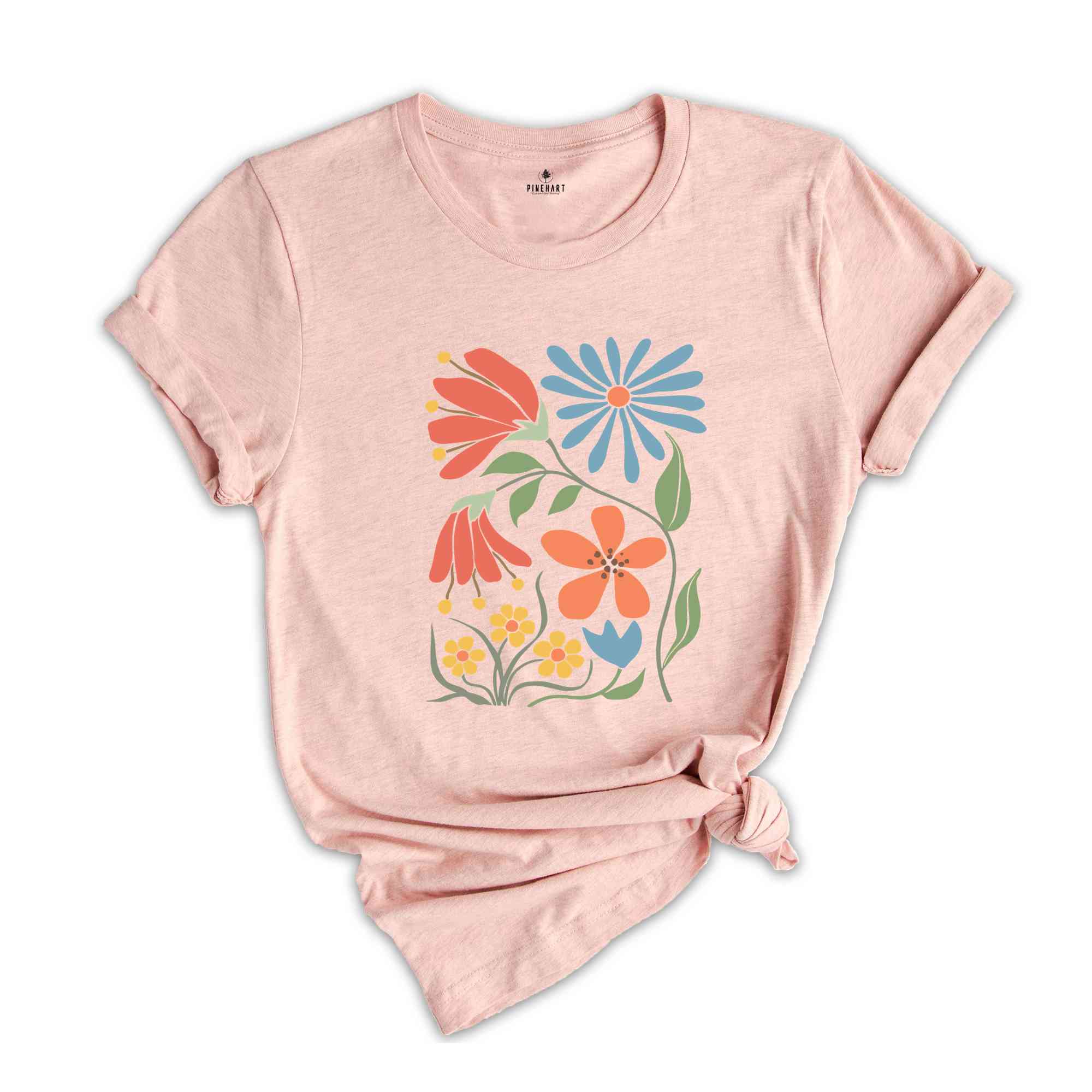 Boho Retro Flowers Tee, Boho Floral Tee, Spring Break Shirt, Summer Tee, Flowers Shirt, Gardener Gifts