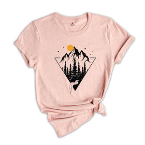 Hiking Shirt, Geometric Shirt, Waterfall Shirt, Mountain Design T-shirt, Nature Shirt, Camping Tee