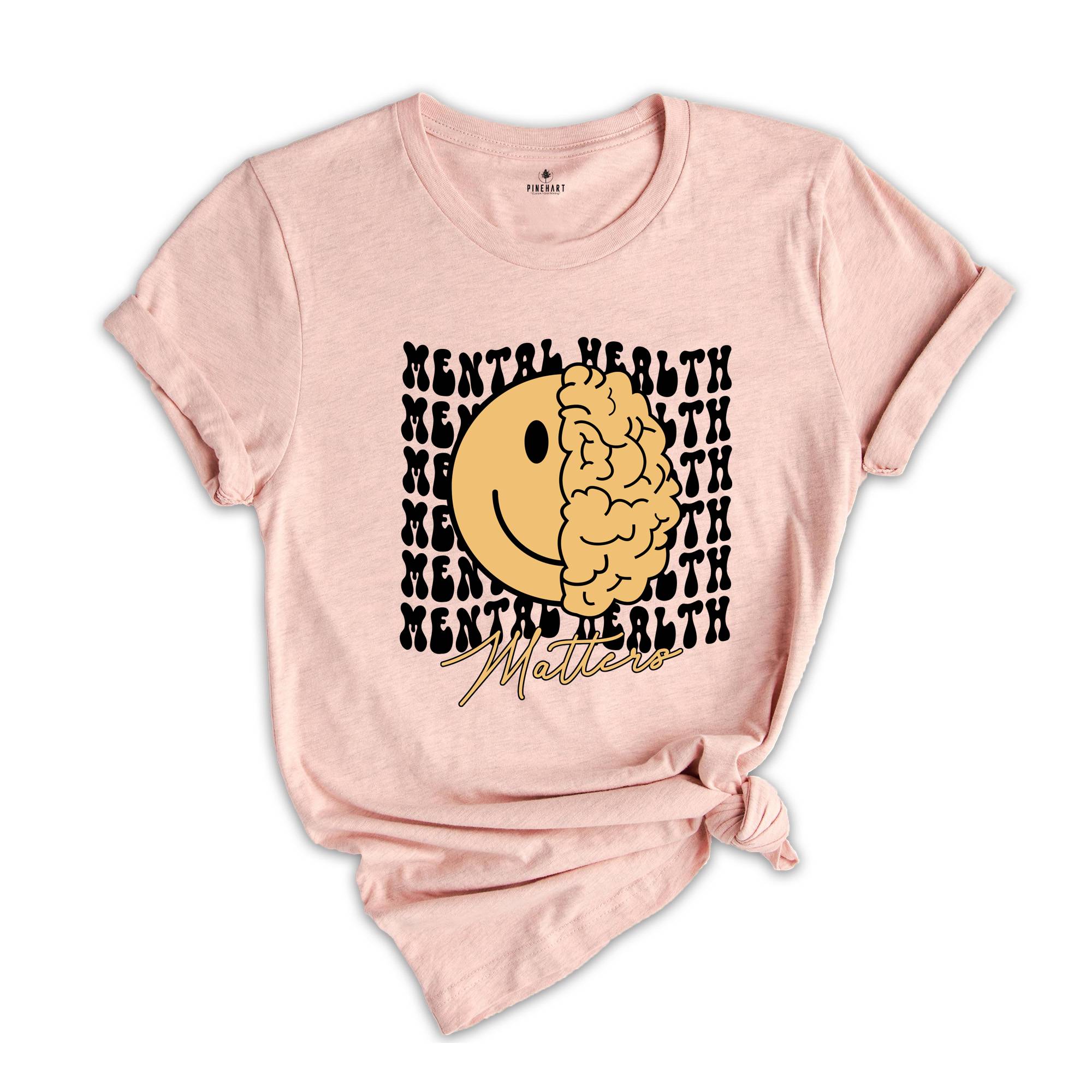 Smile Face Mental Health Shirts, Mental Health Matters Shirt, Funny Mental Health Awareness, Women Mental Health, Anxiety Shirt