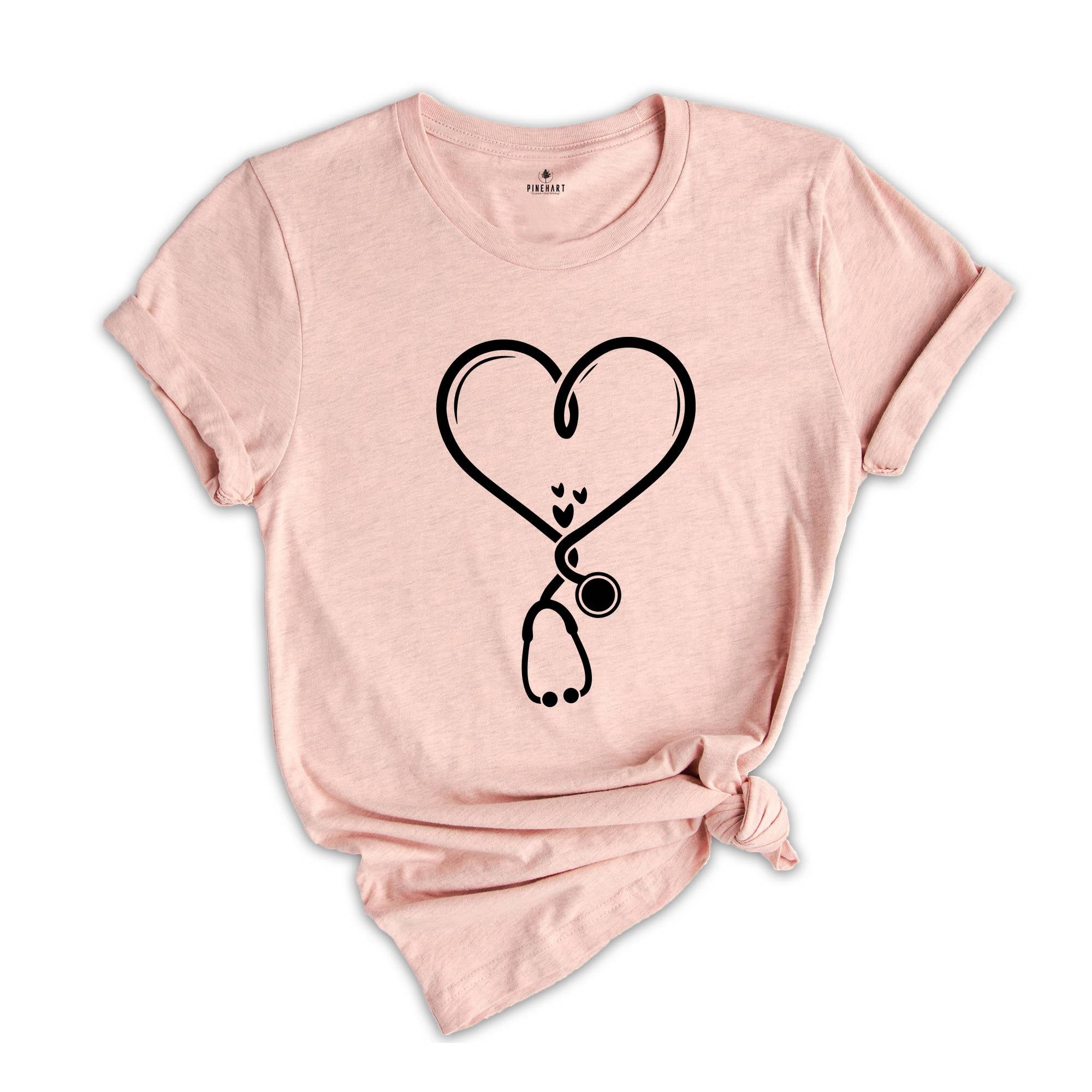 Heart Stethoscope Shirt, Valentine Nurse Tee, Valentine Doctor T-Shirt, Heart Stethoscope, Valentine Day Nurse Gift