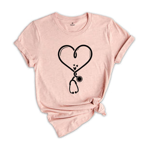 Heart Stethoscope Shirt, Valentine Nurse Tee, Valentine Doctor T-Shirt, Heart Stethoscope, Valentine Day Nurse Gift