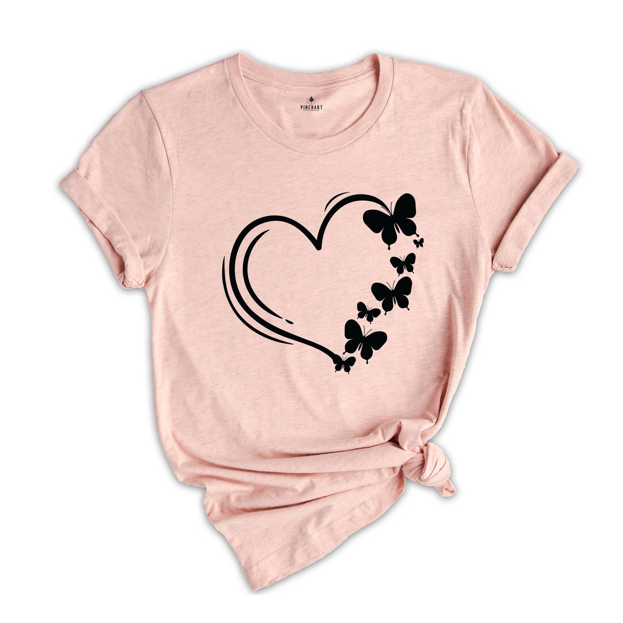 Heart Butterflies Shirt, Heart Shirt, Butterfly Shirt, Summer Valentine's Day Shirt, Valentine's Day Shirt, Valentine Shirt, Love Shirt