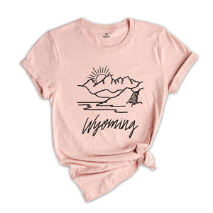 Wyoming Mountain Sunset Shirt, Travel Road Trip, Wyoming Shirt, Wyoming State Shirt, Vintage Wyoming Shirt, Wyoming Gift