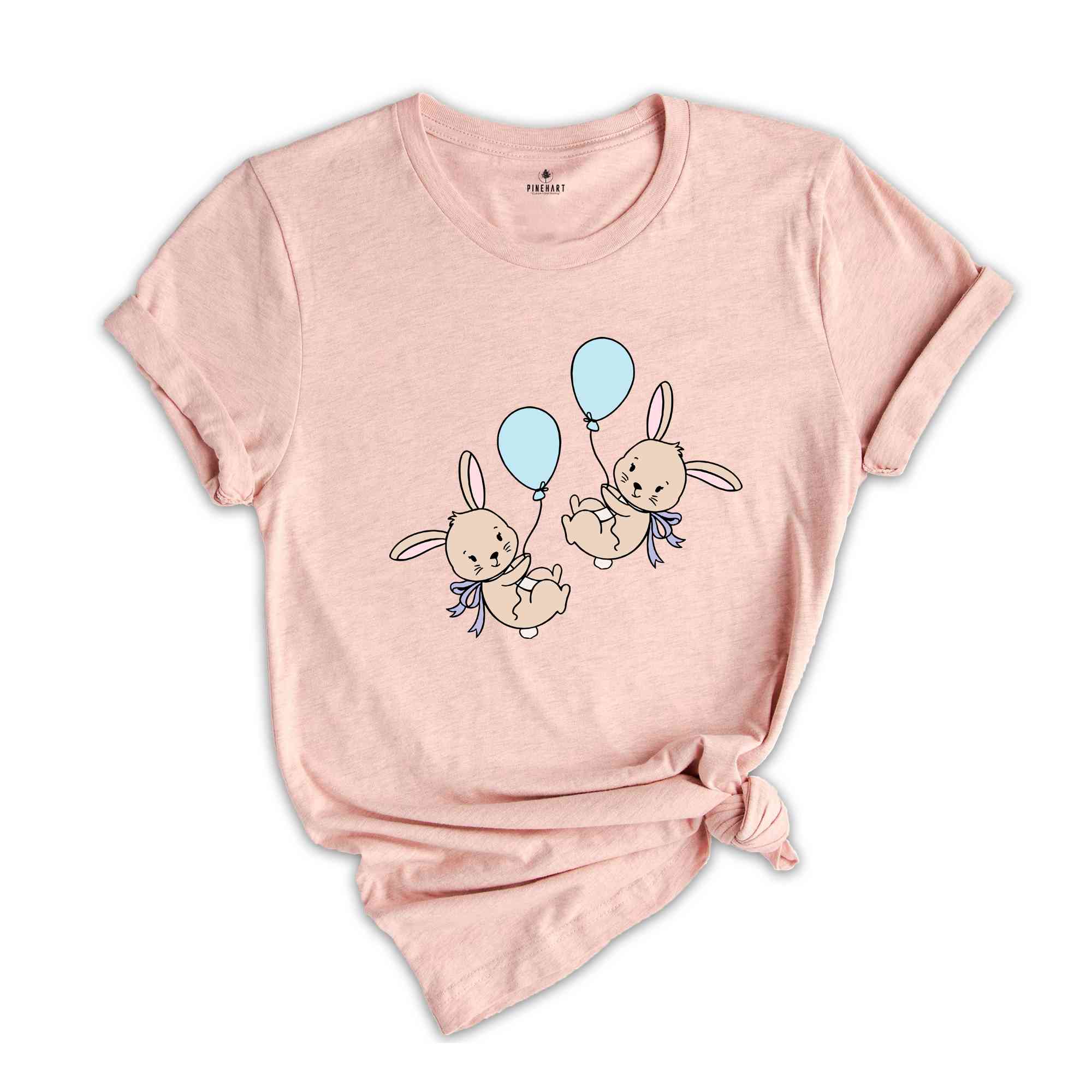 Bunny Balloons Shirt, Cute Rabbit T-shirt, Easter Bunny Gift, Kids Easter Tee, Happy Easter Day Gift