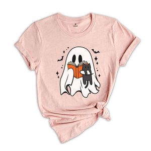 Cute Bookish Ghost Shirt, Boo Shirt, Halloween Librarian Shirt, Spooky Season Shirt, Bookworm Gift, Ghost Reading Book Shirt, Spooky Shirt