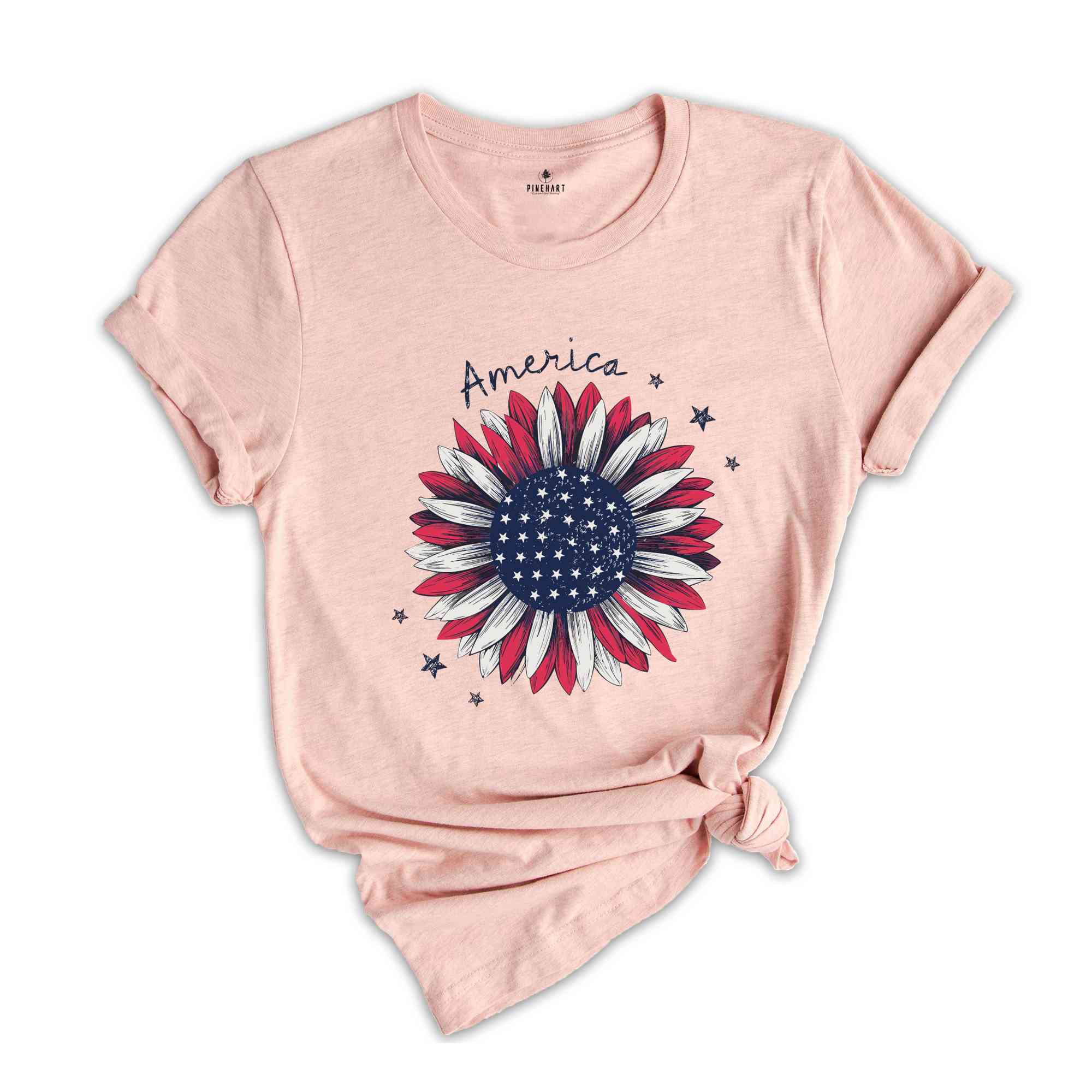 Vintage America Sunflower Shirt, USA Flag Flower Shirt, 4th Of July Shirt, Freedom Shirt, Independence Shirt