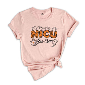 NICU Boo Crew T-Shirt, Halloween NICU Nurse Shirt, Spooky Neonatal Intensive Care Unit Nurse Gifts For Halloween