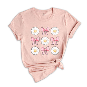 Coquette Daisy Shirt, Coquette Shirt, Bowknot Shirt, Daisies Shirt, Cute Summer Shirt, Daisy Shirt, Flowers Shirt, Bows Shirt, Pink Bow Tee