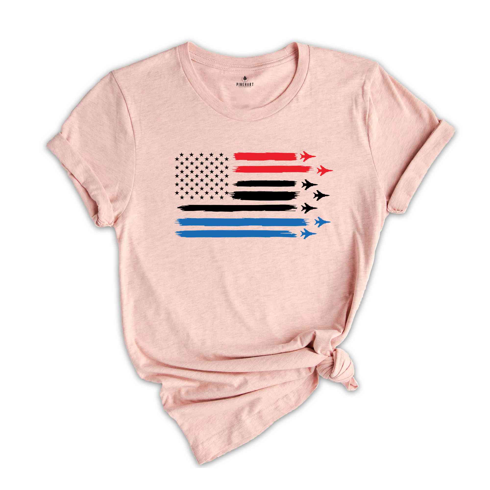 Red White Blue Air Force Flyover 4th July Printing T-shirt, 4th Of July Shirt, American Flag Tote Bag, Patriotic Family Gift