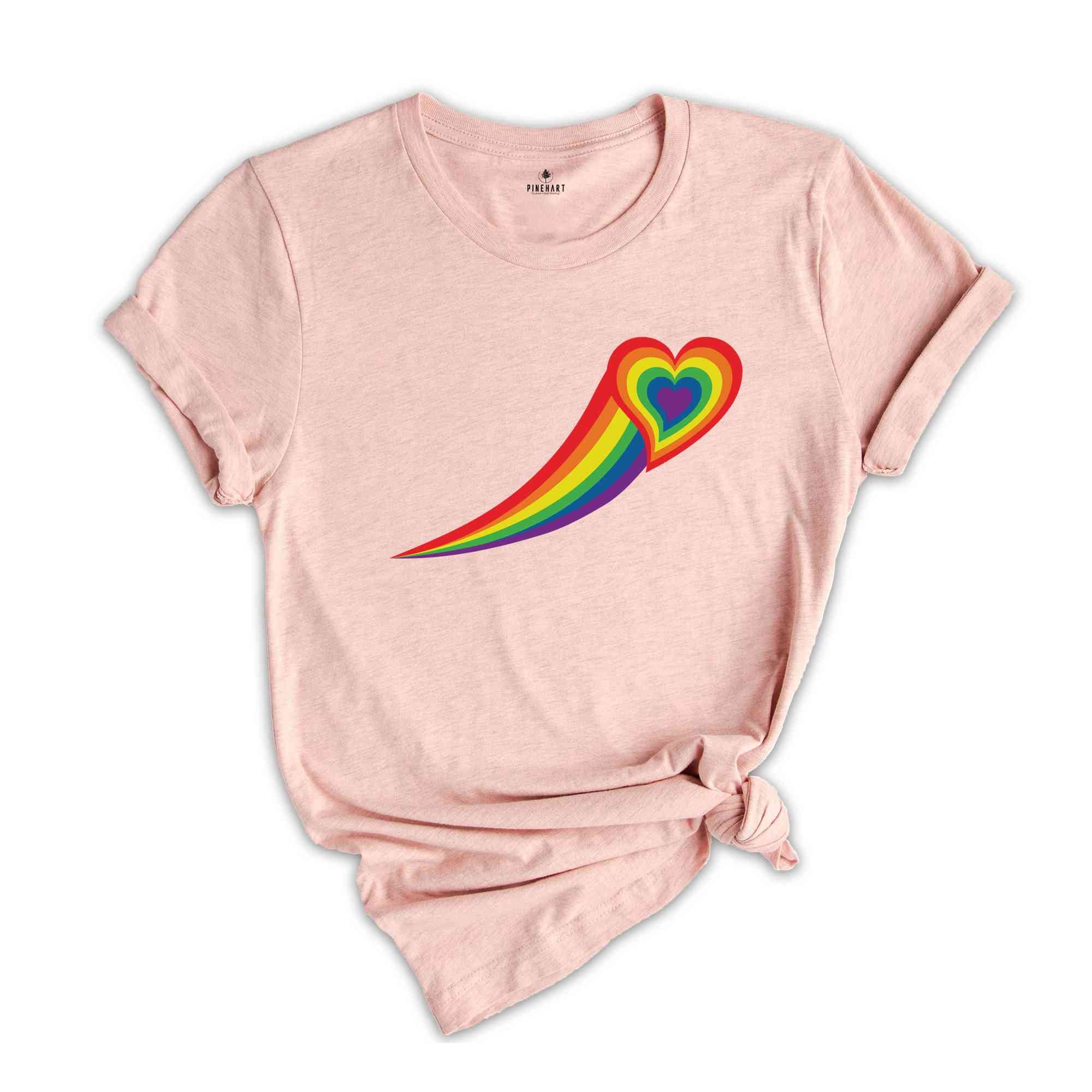 Rainbow Heart Shirt, Pride Heart Shirt, LGBT Shirt, LGBT Shirt Funny, Women Pride Tee, Gay Heart Shirt