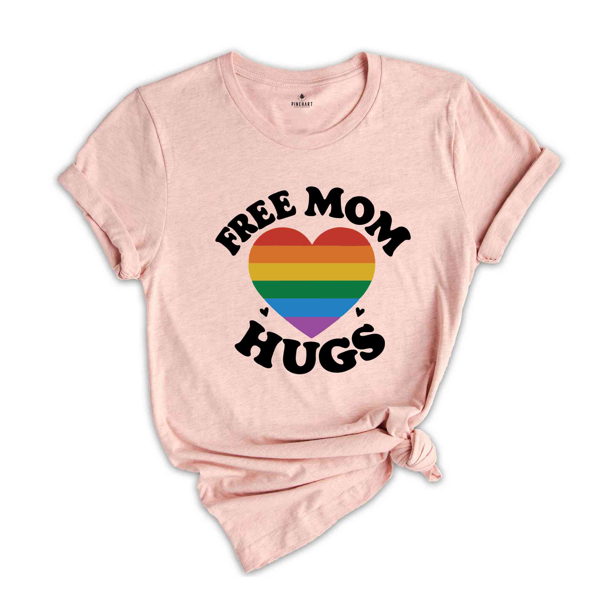 Free Mom Hugs T-Shirt, Proud Mom Apparel, Rainbow Gay Pride T-Shirt, Lgbtq Proud Parent Shirt, Equality Gifts, Rainbow Heart Shirt,Proud Tee