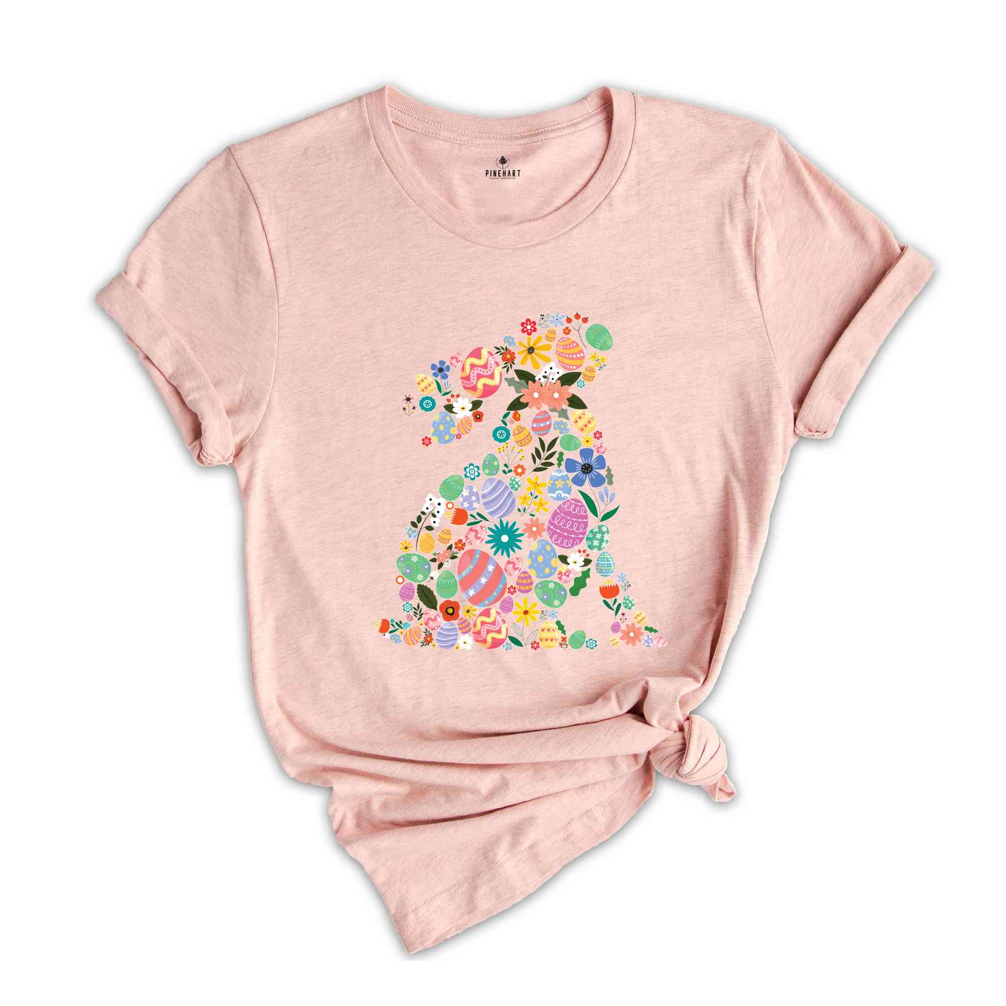 Bunny Flowers Floral Easter Eggs Shirt, Cute Bunny Shirt, Floral Bunny Shirt, Easter Day Gift, Cute Bunny Shirt, Happy Easter Shirt