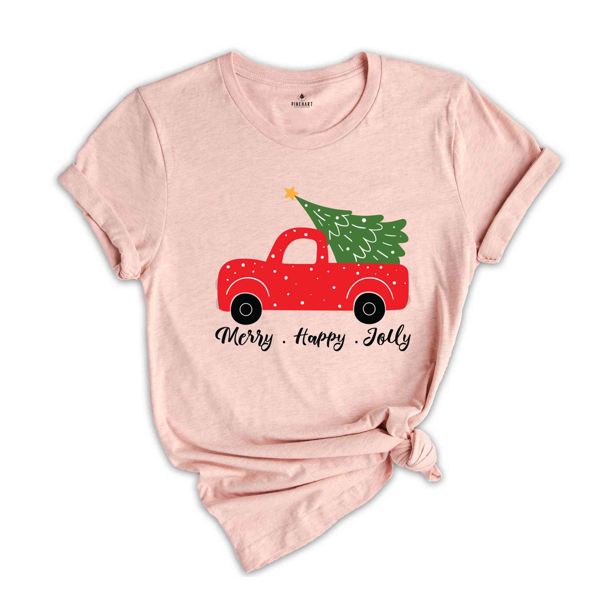 Merry Happy Jolly Shirt, Christmas Tree Shirt, Christmas Shirt, Winter Shirt, Christmas Gift, Cozy Christmas Shirt, Holiday Shirt, Truck Tee