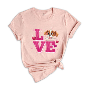 Cute Dog Valentine Shirt, Personalized Dog Valentines Day T Shirt, Custom Dog Shirt, Dog Lover Valentine Tees, Valentines Day Gift Shirt