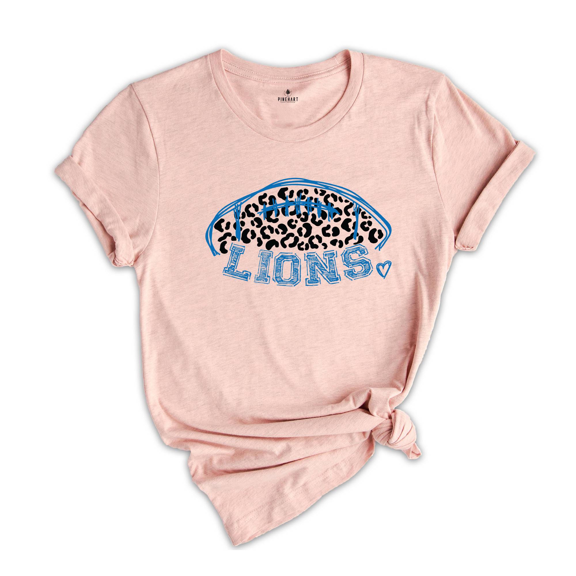 Lions Football Team Shirt, Go Lions Shirt, Leopard Go Lions Tee, Lions Mascot Shirt, Lions Cheer Tee, Lions Spirit Shirt,