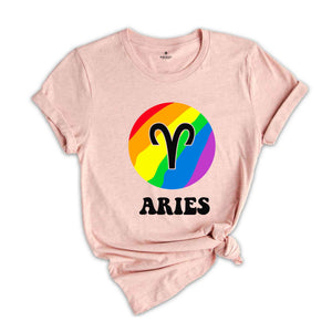 Aries LGBT Shirt, Zodiac Sign Shirt, Aries Birthday Shirt, LGBTQ Pride Shirt, Pride Month Shirt, Rainbow Shirt, Zodiac Tshirt