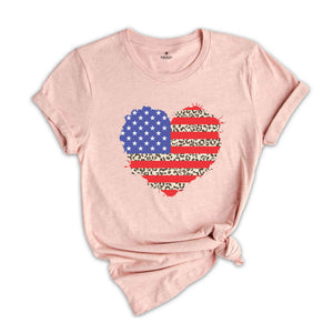 American Flag Leopard Shirt, American Flag Heart Shirt, Patriotic Shirt, USA Shirt, 4th Of July Shirt, July 4th Shirt, The US Flag Shirt