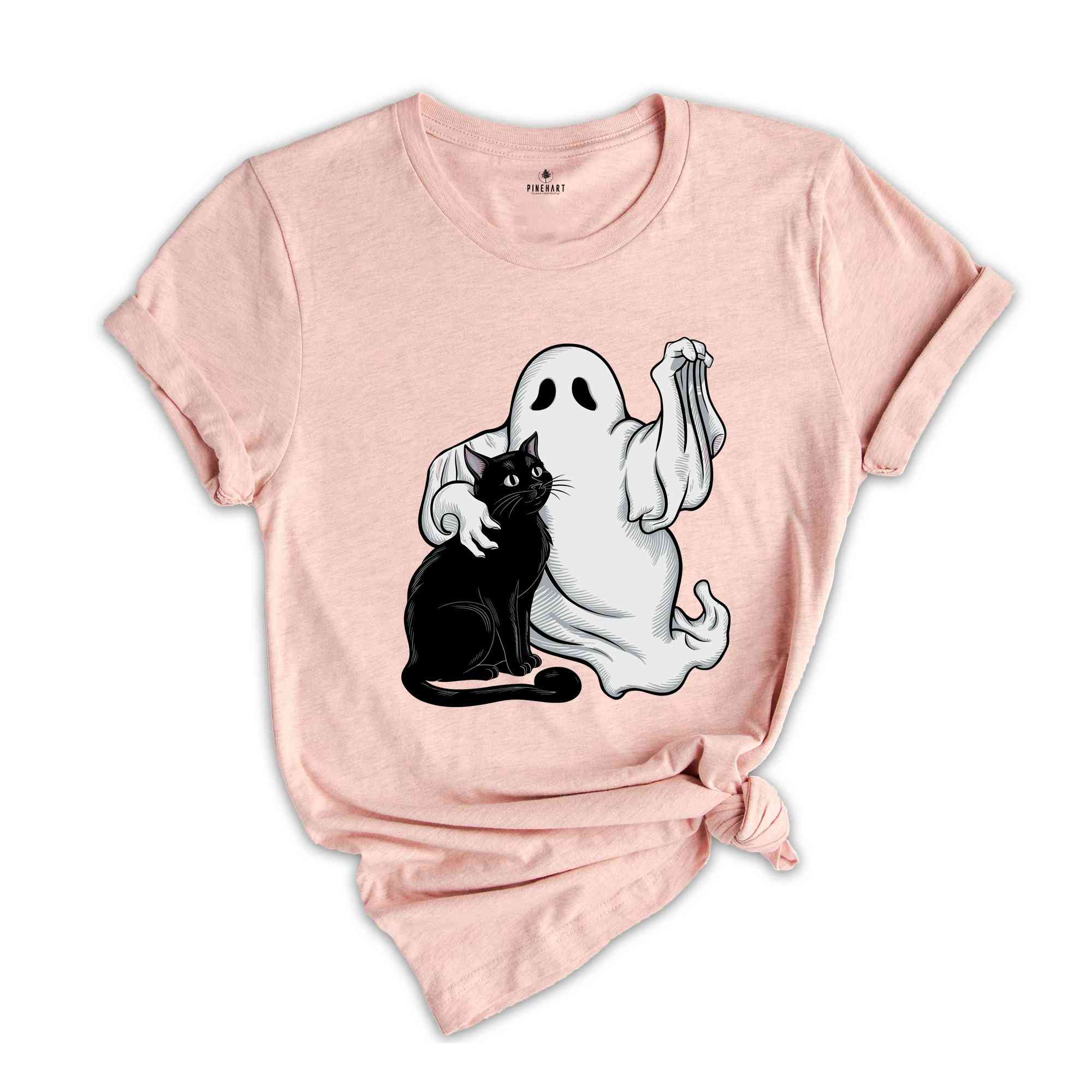 Ghost holding Black Cat Halloween Shirt, Halloween gift, Cats Owner Shirt, funny Halloween Shirt, Cat Lover Shirt, Halloween Shirt