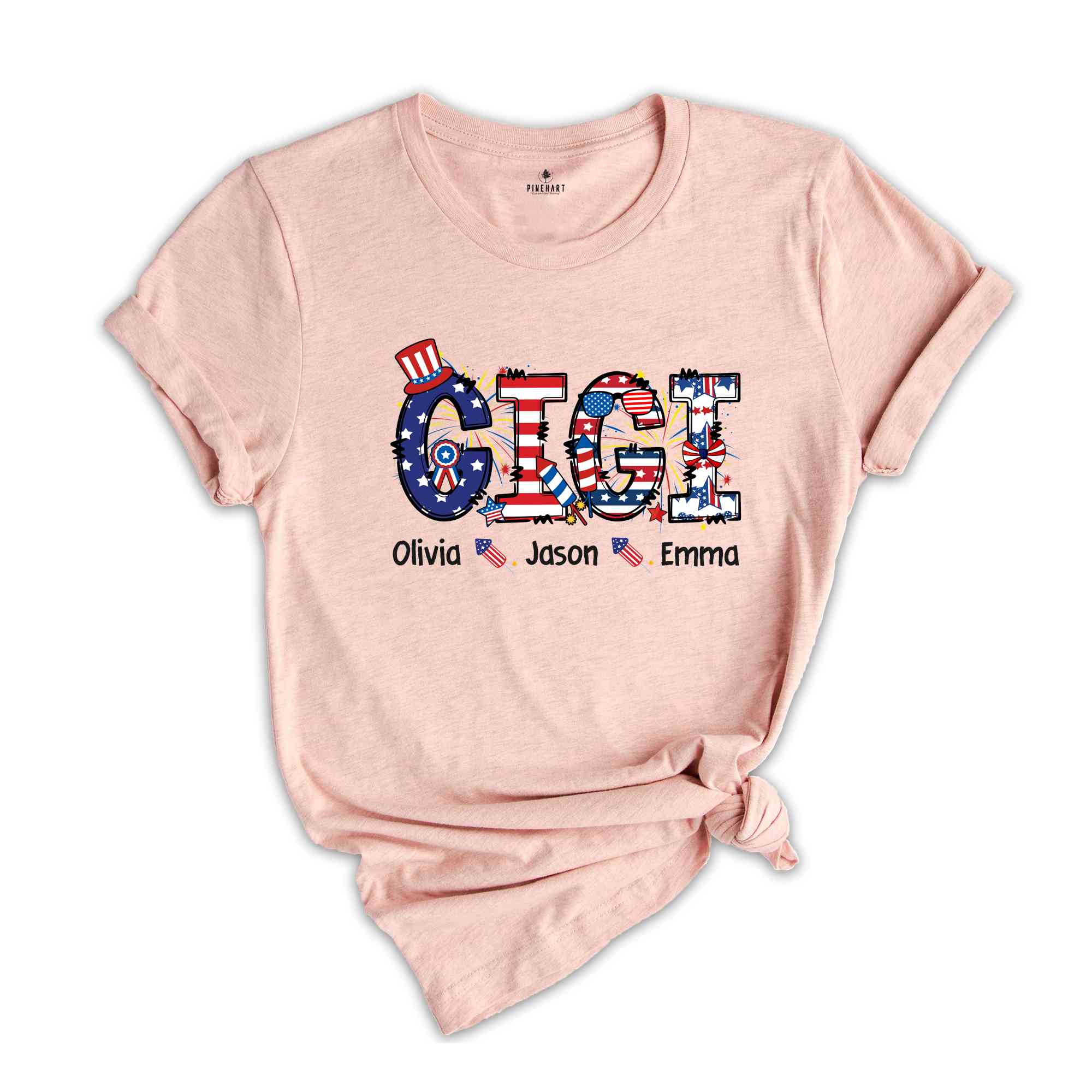 Custom Gigi Shirt, Custom 4th Of July Shirt, Independence Day Shirt, Gift For Gigi, Personalized Gigi Shirt, Republican Shirt, Custom Names