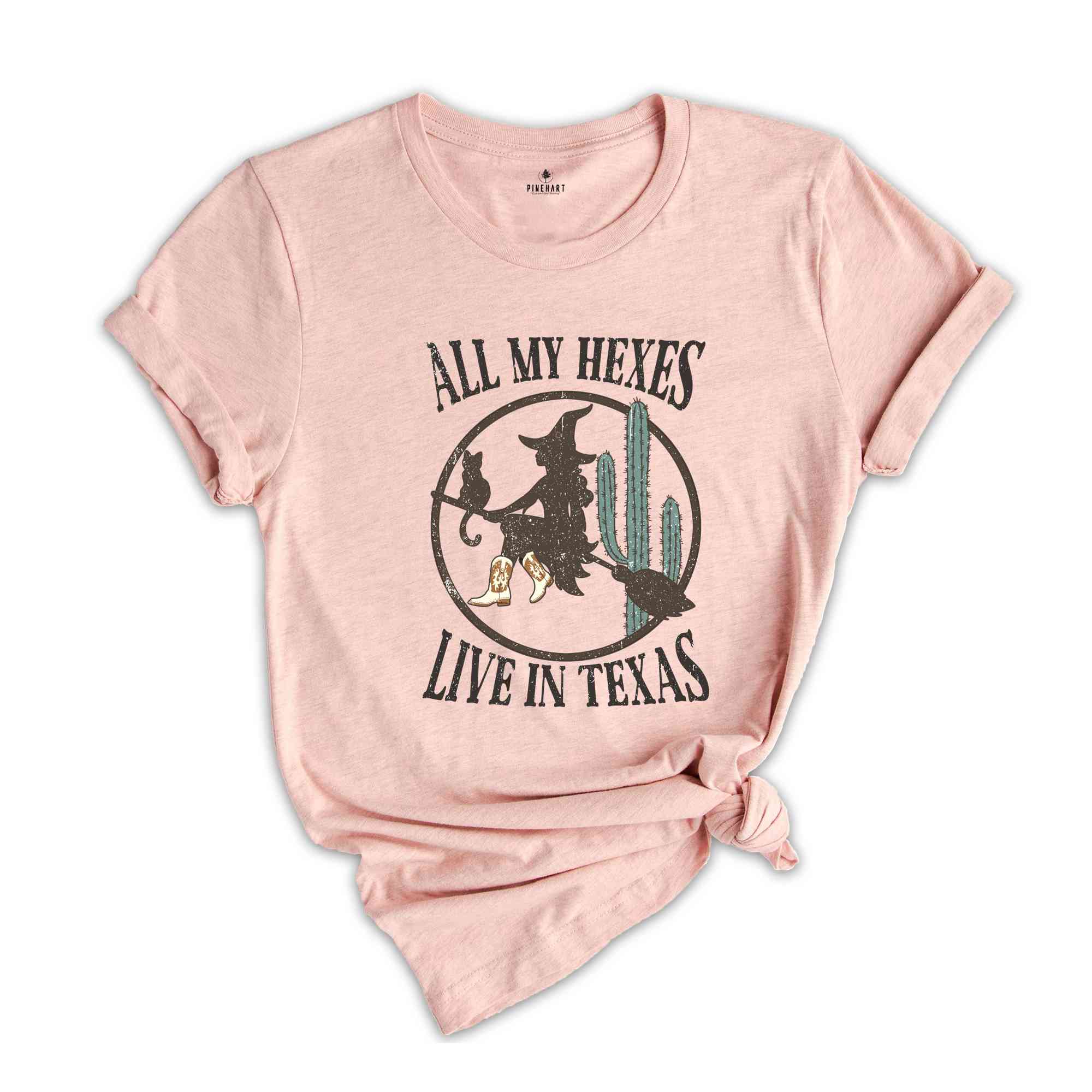 All My Hexes Live In Texas Shirt, Witch Cowgirl Shirt, Vintage Western T-Shirt, Cowgirl Ghost Shirt, Country Witch Shirt