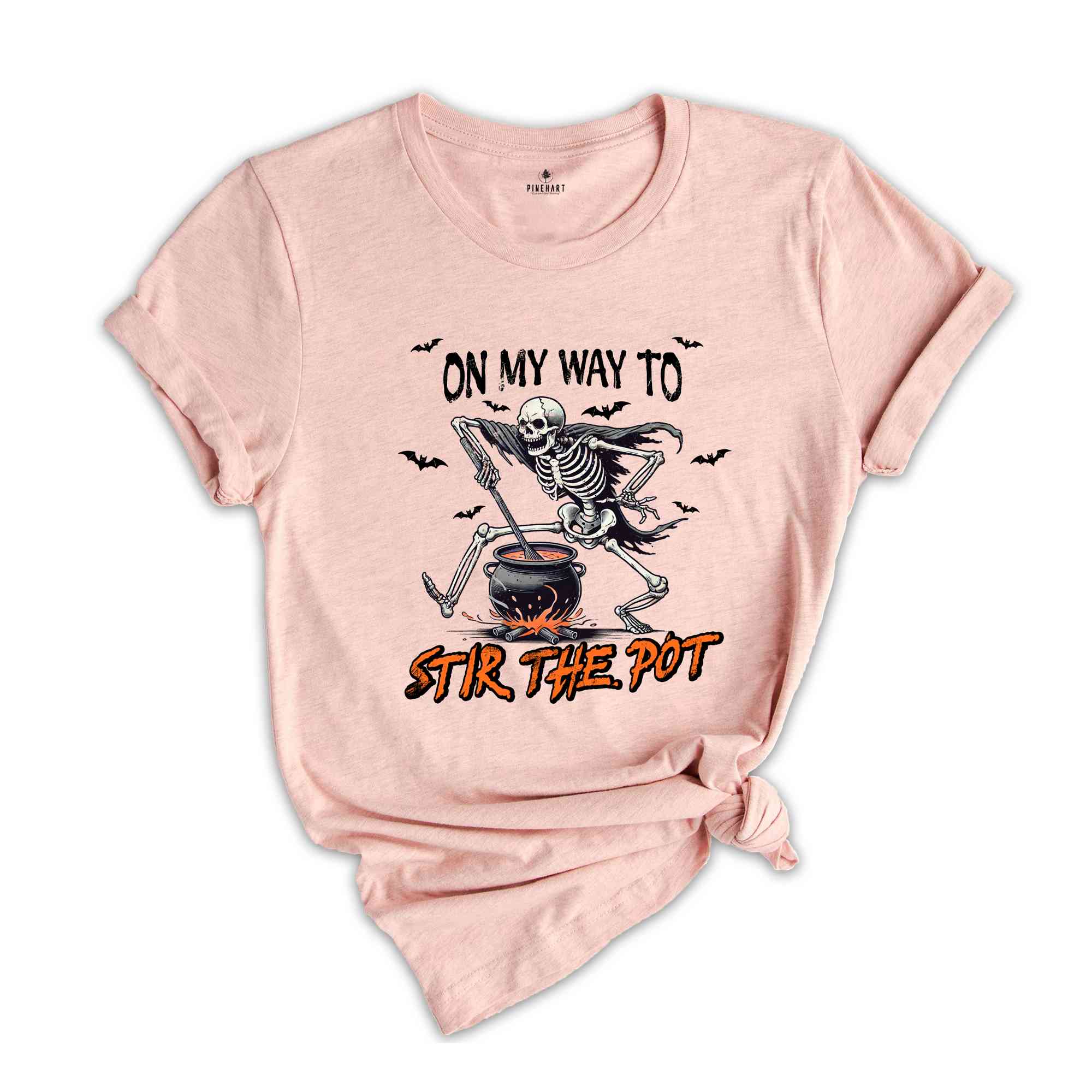 On My Way To Stir The Pot Shirt, Halloween Gift Tee, Spooky Season Shirt, Horror Shirt, Halloween Skeleton Shirt, Funny Halloween Shirt