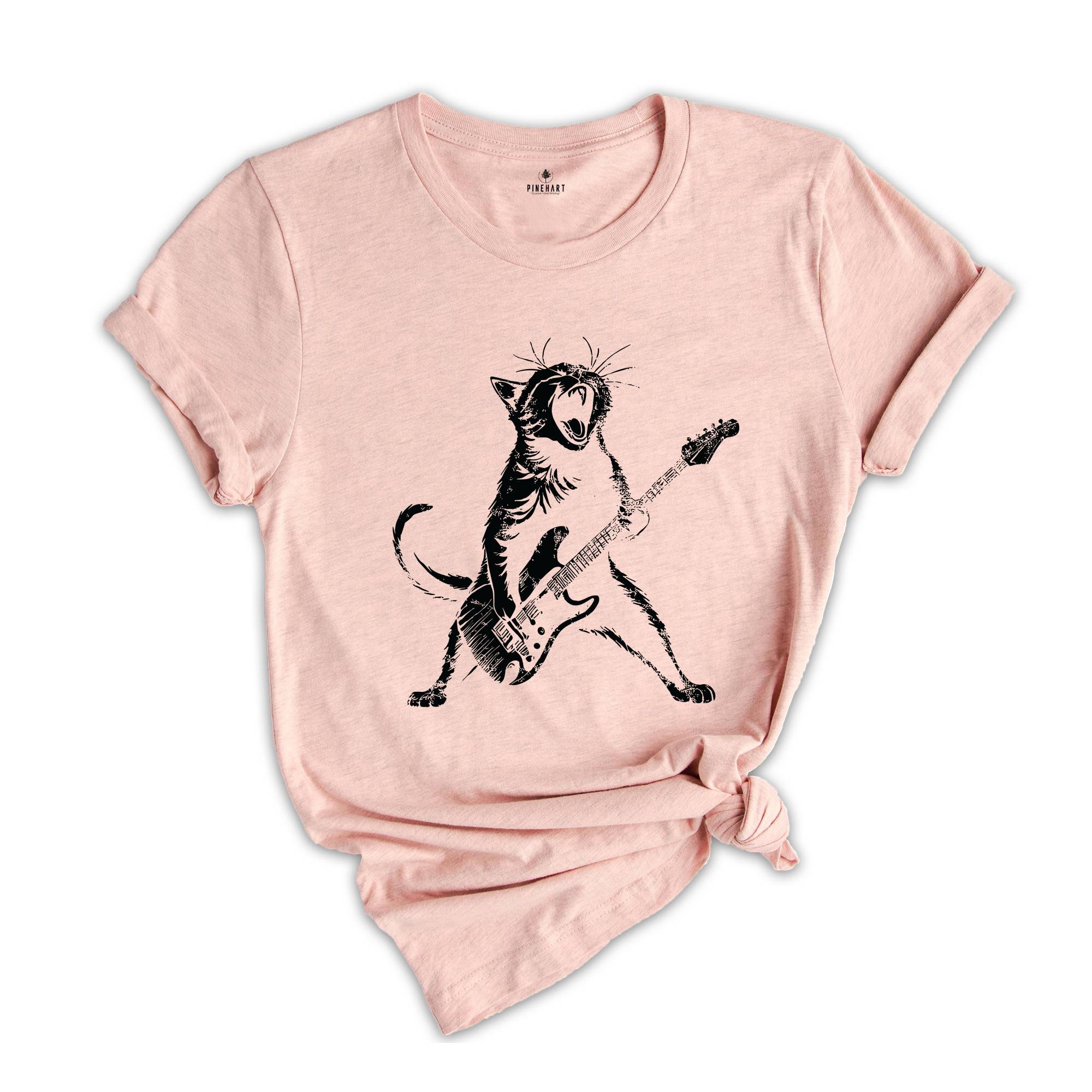 Cat Guitar Shirt, Music Shirt, Guitar Shirt, Cat Shirt, Cat Lover Shirt, Guitar Lover Shirt, Funny Cat Shirt, Cat Music Shirt, Cool Cat Tee