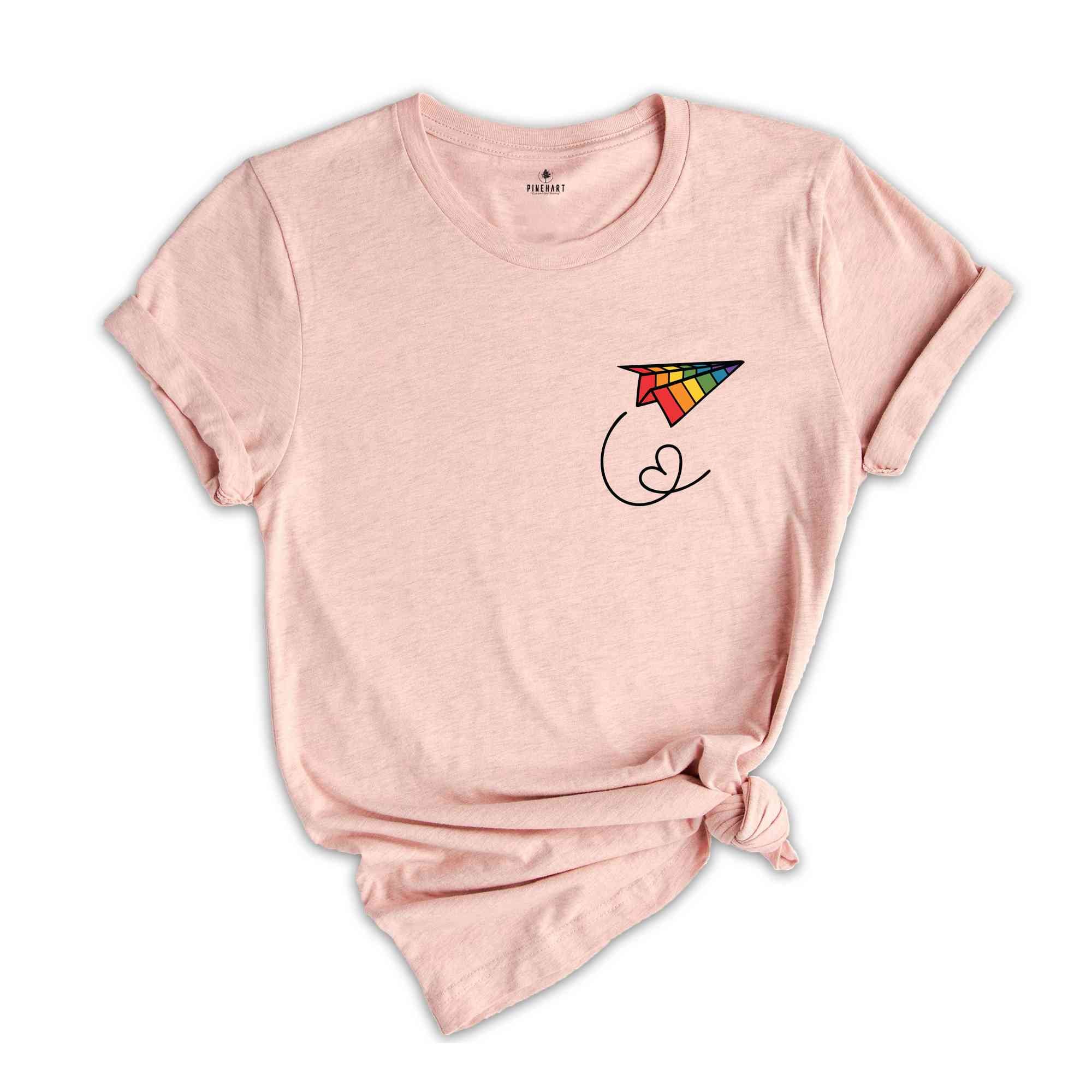 LGBT Shirt, Pride Paper Plane Shirt, LGBT Flag Shirt, Bisexual Shirt, Straight Ally, Lesbian T-Shirts, Rainbow Shirt, Queer Shirt, Gay Pride