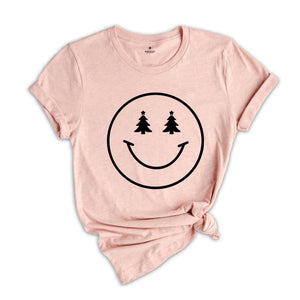 Christmas Happy Face, Smiley Face Shirt, Christmas Tree Shirt, Happy Face Tree, Merry Christmas Tee, Funny Holiday Apparel