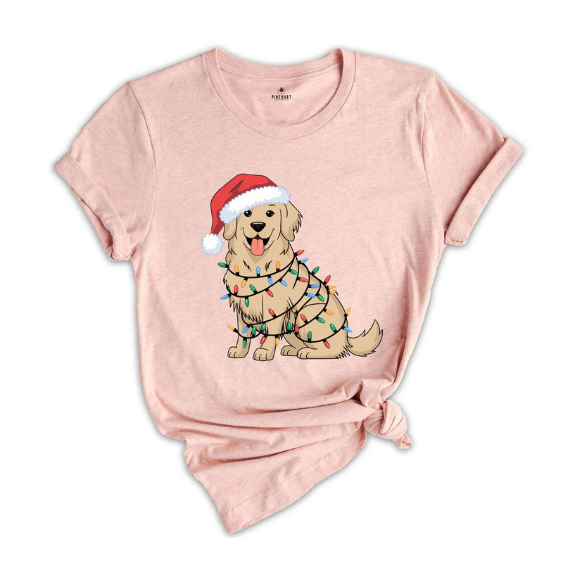 Christmas Golden Retriever Shirt, Christmas Dog Shirt, Christmas Lights Tee, Dog Mom Shirt, Golden Mom Shirt, Gift for Dog Lover