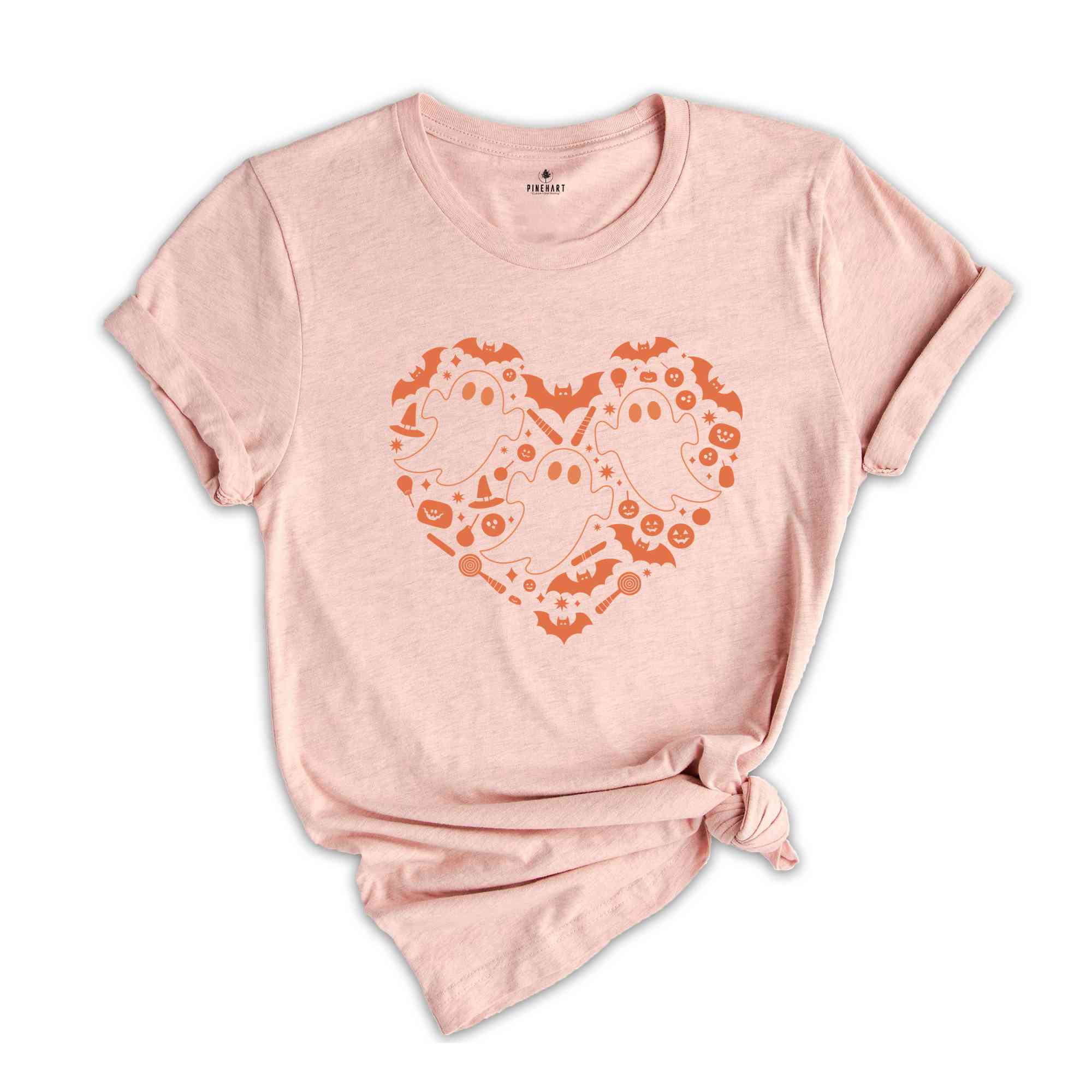 Halloween Ghost Shirt, Halloween Heart Shirt, Halloween Shirt, Cute Ghost Shirt, Fall Season Shirt, Vintage Ghost Shirt