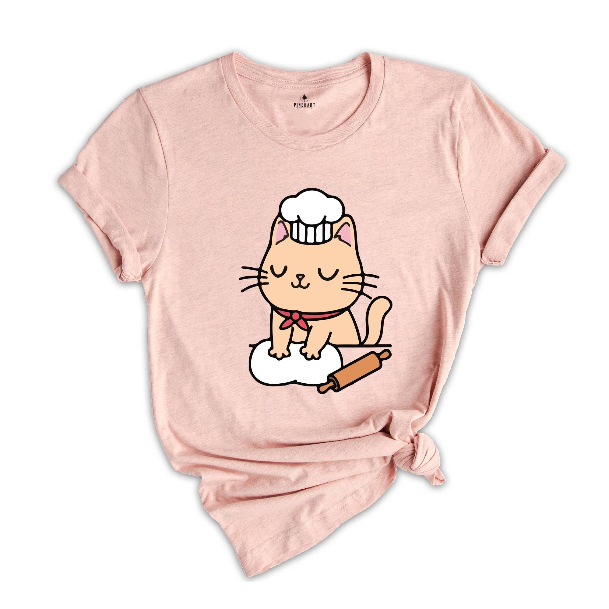 Chef Cat Shirt, Cat T-Shirt, Funny Cat Making Biscuit Shirt, Kitty T-Shirt, Baking Cat Shirt, Cat Mom T-Shirt, Cat Lover Shirts, Baker Shirt