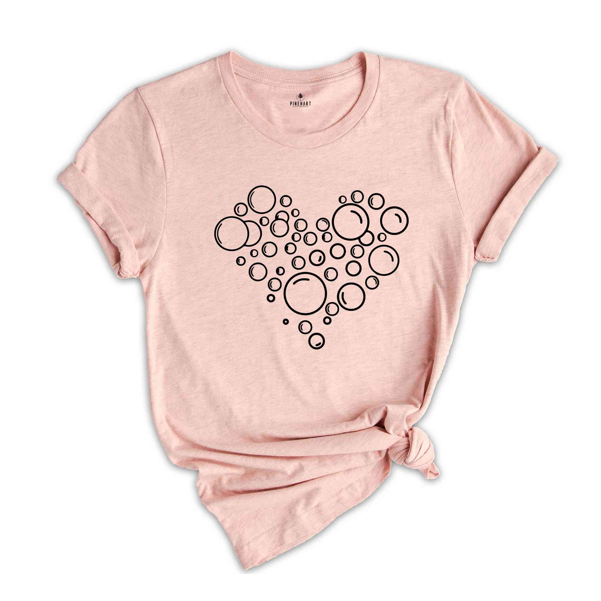 Bubbles Heart Shape Shirt, Cute Birthday T-shirt, Blowing Bubbles Tee, Girl Birthday Gift, Cute Soap Bubble Gift