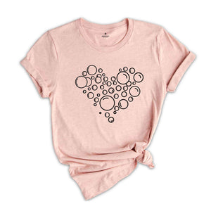 Bubbles Heart Shape Shirt, Cute Birthday T-shirt, Blowing Bubbles Tee, Girl Birthday Gift, Cute Soap Bubble Gift