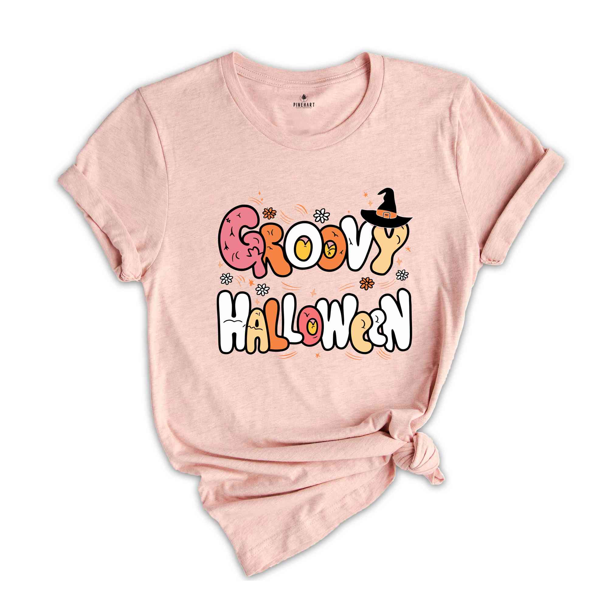 Groovy Halloween Shirt, Retro Halloween Shirt, Spooky Season Shirt, Cute Ghost Shirt, Fall Rainbow Shirt, Autumn Shirt, Halloween Shirt