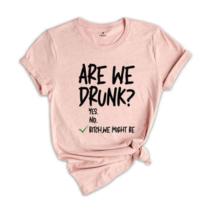 Are We Drunk Shirt, Drinking Tshirt, Alcohol Lover Tee, Funny Drunk Shirt, Drinking Party Gift, Besties Shirt, Bitch We Might Be Shirt