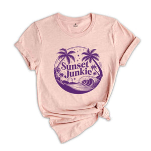 Sunset Junkie Shirt, Beach Vibes Tee, Floral Shirt, Summer Vibes Shirt, Beach Sunset Shirt, Gift For Her